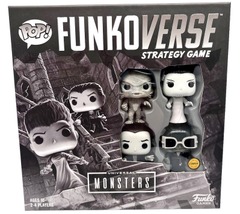 Pop! Funkoverse Strategy Game: Universal Monsters 100 Chase Base Set - featuring The Bride of Frankenstein, The Creature from the Black Lagoon, Dracula, and The Invisible Man - Chase Set
